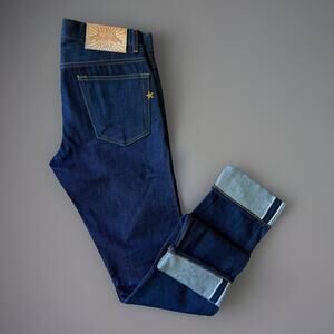 Brave Star Selvedge Jeans 32 Blue Dark Wash Denim Slim Straight Made in USA